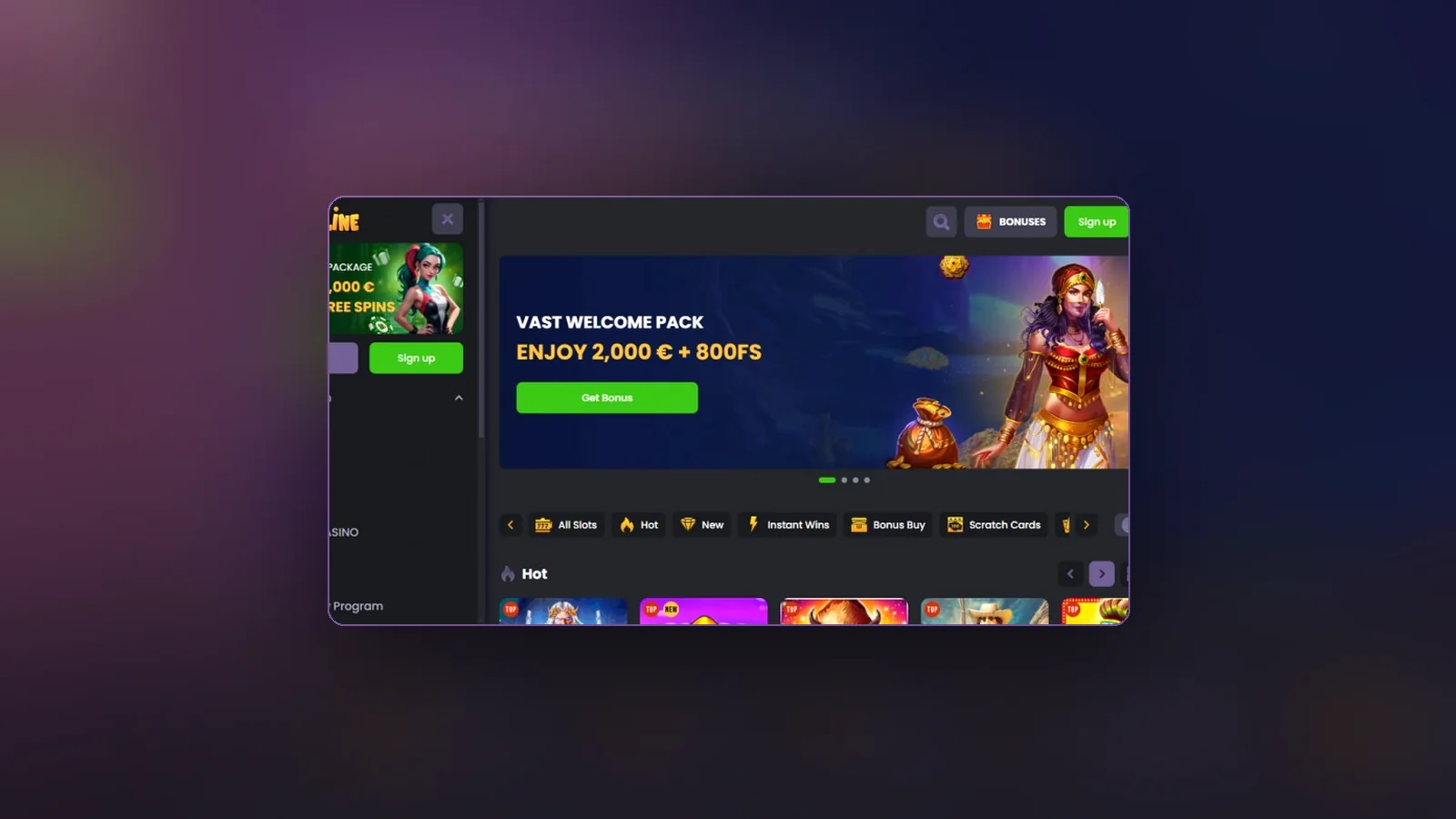 Lobby di gioco aperta dal browser del telefono